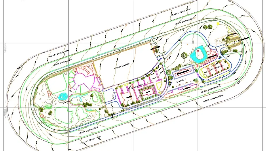 Plano topográfico general con curvas de nivel