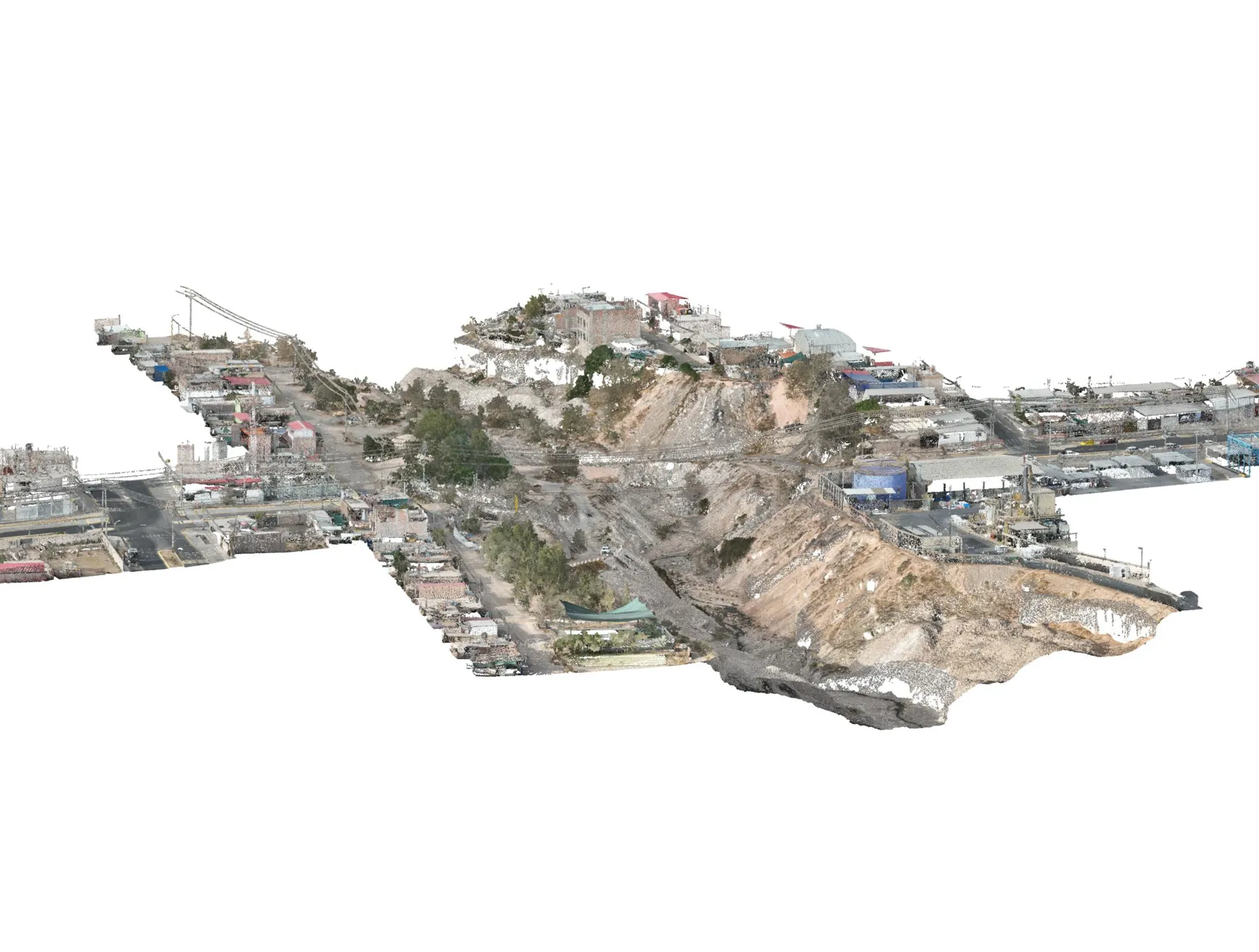 Vista lateral del modelo de la quebrada